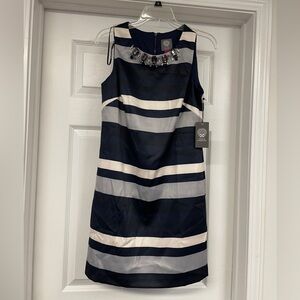 NWT Navy and White Striped Sheath Dress